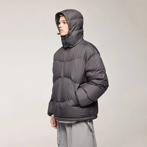 Customized Winter Puffer <b>Jacket</b> with Stand Collar Breathable <b>Canvas</b> Fabric Plus Size Casual Style Zipper - Product Image 5