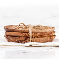Set van 3 stuks van olijfhout |   Schalen 12 - 14 - 16 cm |   Tunisische serviesgoed voor detailhandel & horeca |   Groothandel