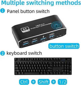 Commutateur <span class=keywords><strong>KVM</strong></span> SYONG 8K HDMI 2.1 USB avec commutateur USB 8K 60Hz 4K120Hz USB 3.0 pour 2 ordinateurs partageant 2 moniteurs. - Product Image 6