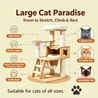 Vente en gros usine : Arbre à chat et lit pour animaux de compagnie en bois, moderne, grand, luxueux et mignon, toutes saisons, avec capsule spatiale et jouet