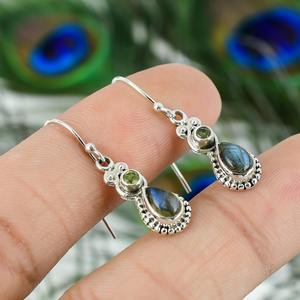ต่างหูอัญมณีแลบราโดไรต์ดีไซเนอร์แฟชั่น925ต่างหูเงินสเตอร์ลิงสีทึบสำหรับผู้หญิงต่างหูห้อยเครื่องประดับเงิน - Product Image 3