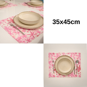 Juego de manteles individuales rosas de algodón 100% de 2 piezas con patrón de nieve mantel decorativo 35x45cm Accesorios de mesa de comedor elegantes duraderos - Product Image 6