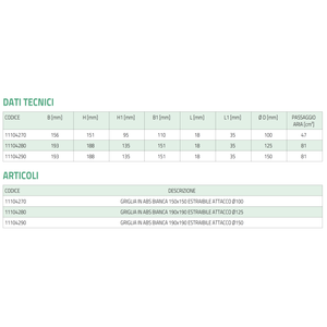 Tecnosystemi - Grille d'aération rectangulaire extractible réglable en ABS blanc avec bride ronde pour l'évacuation de l'air - Product Image 2