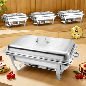 Nouveau chauffe-plat élégant en métal argenté Plat de service pour buffet de qualité supérieure Chauffe-plat décoratif pour la restauration Mariage Banquet Hôtel Utilisation - Product Image 2