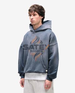 Sweat-shirts à capuche unisexes d'hiver de qualité supérieure, style urbain moderne, avec poche surdimensionnée, appliqué, manches longues, respirant, polyester/coton - Product Image 2