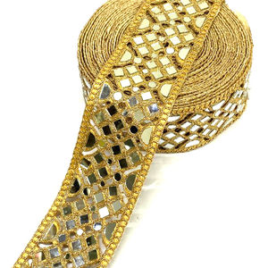 New Arrival <b>Indian</b> High Quality Mirror Metallic Embroidery Lace Trim Flower Lace Use in Footwear Hot Sale - Product Image 1