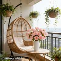 Set Bunga Peony Buatan Warna Pink Muda, 4 Tangkai Bunga dengan Banyak Kepala, 56,7 cm, Bunga Dekoratif Tahan Lama untuk Rumah dan Taman