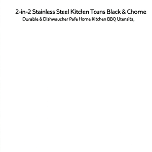 Pinces de cuisine 2-en-1 en acier inoxydable noir et chromé, durables et compatibles lave-vaisselle, ustensiles de cuisine et barbecue - Product Image 3