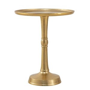 Mesa de centro lateral moderna de lujo de gama alta para el hogar, pequeña, redonda, de travertino, con tapa de Metal dorado, para muebles de sala de estar - Product Image 1