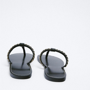 Sandales plates de plage pour femmes, en cuir perforé, tongs d'été pour la plage, séchage rapide, antidérapantes, respirantes, chaussures confortables - Product Image 4