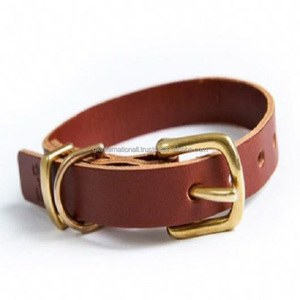 Collar de perro de cuero marrón de primera calidad para mascotas de todos los tamaños en todos los tamaños personalizados hecho en La India collar de perro de cuero hecho a mano - Product Image 6