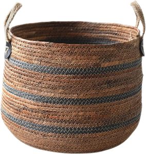 Cesta de almacenamiento tejida de algas marinas, cesto de paja para la colada, juguete y Manta, organizador de mimbre, cesta, maceta para árbol, almohadas, ropa sucia - Product Image 1