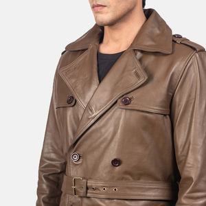 Nouveau manteau long d'hiver en cuir de mouton sur mesure pour homme, haute qualité, prix de gros, meilleure qualité, gris oie sur mesure - Product Image 3
