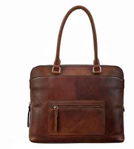 Sac à main pour ordinateur portable en cuir marron pour femmes, écologique, motif bonbon, sac de travail professionnel, sac à bandoulière avec fermeture éclair, mallette - Product Image 2