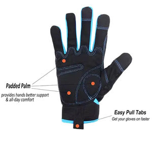 Gants de mécanicien unisexes en cuir synthétique de haute qualité, anti-coupure, antidérapants, résistants aux vibrations et aux chocs, compatibles écrans tactiles, toutes saisons - Product Image 2