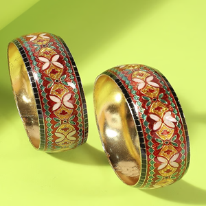 Antique Brass Ladies' High Quality Bangle <b>Bracelet</b> in Red and Green Fashion Jewelry for Gift Occasions Factory Price - Product Image 1