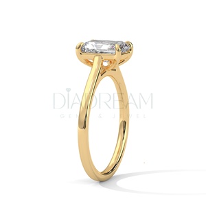 Elegante anillo de bodas de plata de ley 925 con corte esmeralda Solitaire VVS Clarity Leb Grown Diamond Joyería de tamaño personalizado - Product Image 4