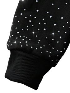 Sudadera con capucha negra con diamantes de imitación para hombre, ropa de calle, capucha y mangas con tachuelas de cristal, sudaderas con capucha de invierno con logotipo personalizado de gran tamaño 500GSM - Product Image 4