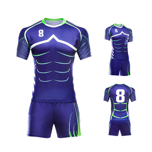 Uniforme de Rugby profesional de alta calidad con diseño impreso transpirable para hombre, venta al por mayor, nuevos pantalones cortos de Jersey cosidos, conjuntos elegantes - Product Image 5