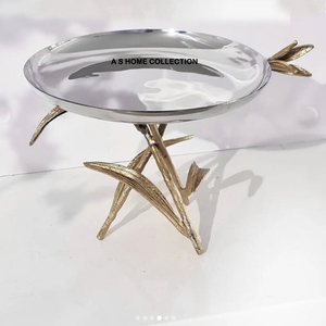 Stainless Steel and Brass Decorative Bowl With Leaf Branch Deluxe Quality Round Shape <b>Sweets</b> Serving Bowl for Sale - Product Image 4