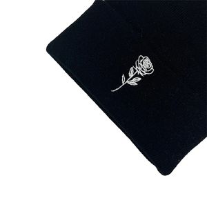 Gorro de Punto con Bordado Floral de Rosas para Otoño e Invierno, Gorro Cálido para Exteriores, Gorro de Punto Unisex para Parejas - Product Image 3