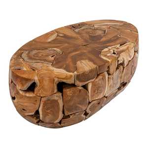 Mesa de Centro Artesanal Resistente Hecha a Mano con Madera de Teca Sólida, Acabado Natural de Alta Calidad, Diseño Rústico Moderno, Muebles para Sala de Estar - Product Image 2