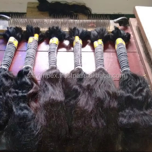 Meilleure vente de temple de cheveux humains bruts indiens vierges Remy Machine à double trame 100g en vrac d'Inde - Product Image 6