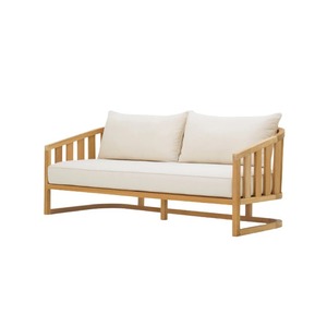 Minimalist Teak Wood Sofa Outdoor <b>Indoor</b> Scandinavian Retro Guest Chair Garden <b>Bench</b> Daybed with Premium Cushion Aesthetic - Product Image 2