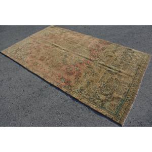 Tapis turc vintage 5.7x9,7 pieds Beige rose tissage plat laine avec motif patchwork pour décorations de salon ou utilisation couloir - Product Image 2