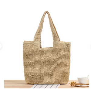 Sac à bandoulière de plage en paille de grande capacité avec marguerites blanches Sacs de plage en macramé au crochet directement du fournisseur indien - Product Image 2