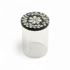 Handmade Bohemian Mother of Pearl <b>Jar</b> Decorative Shell Inlay Multifunction <b>Storage</b> Container <b>for</b> <b>Kitchen</b> Bathroom Table - Product Image 2