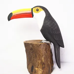 Toco Toucan Animal Wood Figurine for Garden or Home Decoration , Wood Outdoor Decoration