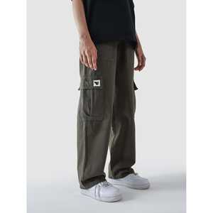 กางเกงคาร์โก้สีเขียวทหาร รุ่น VII ผ้าแคนวาสคอตตอน 100% ปรับแต่งโลโก้ได้ ทรงตรง แต่งซิป ล้างสีสันสดใส เอวต่ำ ไซส์ XL - Product Image 1