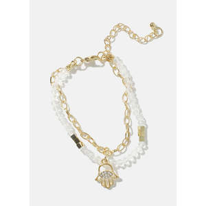 A3shop Bracciale con perline di cristallo Hamsa Hand Elegante gioielleria raffinata - Product Image 2