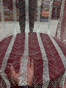 Tissu net brodé de paillettes multicolores de qualité supérieure tissé avec des motifs floraux pour les robes de soirée Sarees Robes - Product Image 2