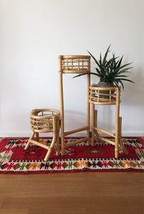 Jardineras de ratán para decoración de jardín con soporte de hierro jardinera de ratán natural con soporte negro de pie de suelo grande a bajo precio - Product Image 4