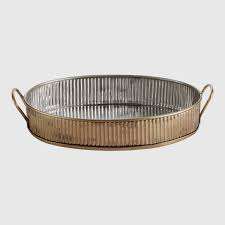 Bandejas de servicio de metal chapado en oro de latón de lujo diseño personalizado vajilla hecha a mano al por mayor restaurante comida desayuno bandeja de servicio - Product Image 4