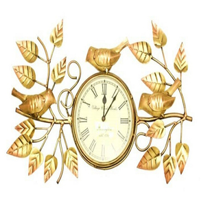 Home Decoration Wall Clock Modern Creative Birds <b>Leaf</b> Metal Wall Clock Gold Color Wedding Decoration Wall Clock - Product Image 1