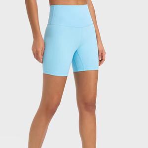 Pantalones cortos de motorista de cintura alta para mujer con logotipo personalizado, pantalones cortos de punto de LICRA de compresión para entrenamiento, gimnasio, yoga, correr - Product Image 2