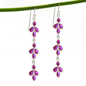 Ensemble de lunette rubis zircon cubique coupe goutte longue balancent 925 déclaration en argent Sterling Design à la mode balancent boucle d'oreille bijoux pour les femmes - Product Image 3