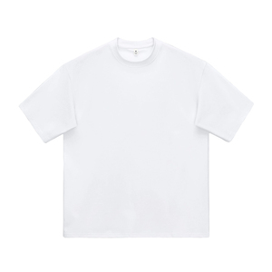 Camiseta informal transpirable de tela de lona de algodón pesado para hombre de 380gsm, camiseta de alta calidad personalizada en blanco Regular Fit Drop Shoulder Rib O-cuello - Product Image 5