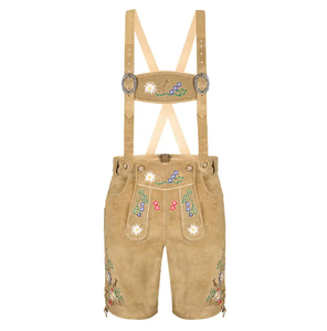 Elegante 2025 recién llegados para hombre tradicional bávaro Lederhosen patrón sólido estilo alemán pantalones cortos de Color personalizado Vintage - Product Image 1