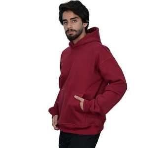 Felpa con cappuccio bordeaux per uomo in pile di cotone Pullover con cappuccio Casual Fit Streetwear pronto a spedire nessuna tariffa con consegna rapida - Product Image 3