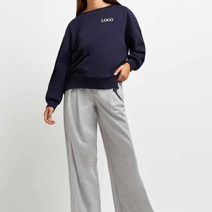 Sudadera de mujer de diseño/logotipo personalizado al por mayor de alta calidad sudadera de mujer de gran tamaño de Color sólido transpirable con hombros caídos sudadera de mujer - Product Image 1