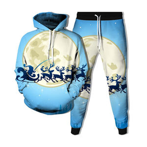 Adultos Hombres Impreso Sólido Navidad Papá Noel Rendimiento Traje Algodón Fleece Abrigo Pantalones Sombrero - Product Image 1