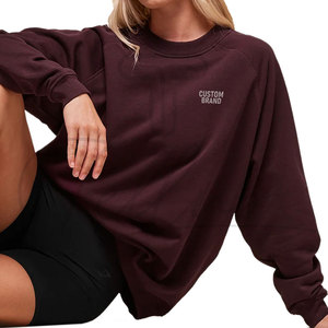 Nouveau design Automne Hiver 100% coton Logo frontal personnalisable Pull ample surdimensionné Femme Col rond Sweat-shirt - Product Image 4
