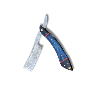 Rasoir droit en acier damas fait à la main personnalisé Groomsman couteaux de soins du visage manche en bois bricolage barbiers de qualité prêt à raser OEM - Product Image 1
