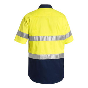 Factory <b>Men</b> 100% Cotton <b>Shirts</b> With Armpit Mesh Reflective Safety <b>Shirt</b> <b>Short</b> <b>Sleeve</b> - Product Image 3