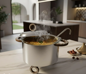 Chauffe-Plats Carré Moderne en Acier Inoxydable, Qualité Supérieure, Finition Argentée Martelée Brillante, Écologique, pour Buffet - Product Image 2