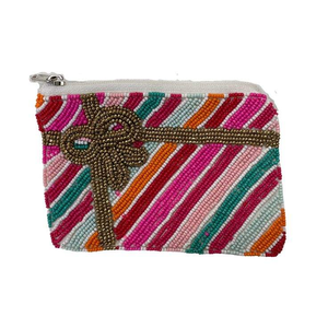 Petite pochette à monnaie faite à la main avec des perles colorées Porte-monnaie perlé coloré personnalisé en gros - Product Image 1